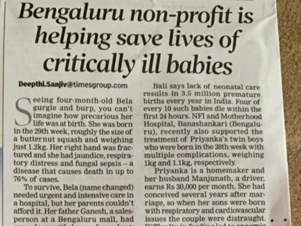Bengaluru non-profit is helping save lives of critically ill babies
